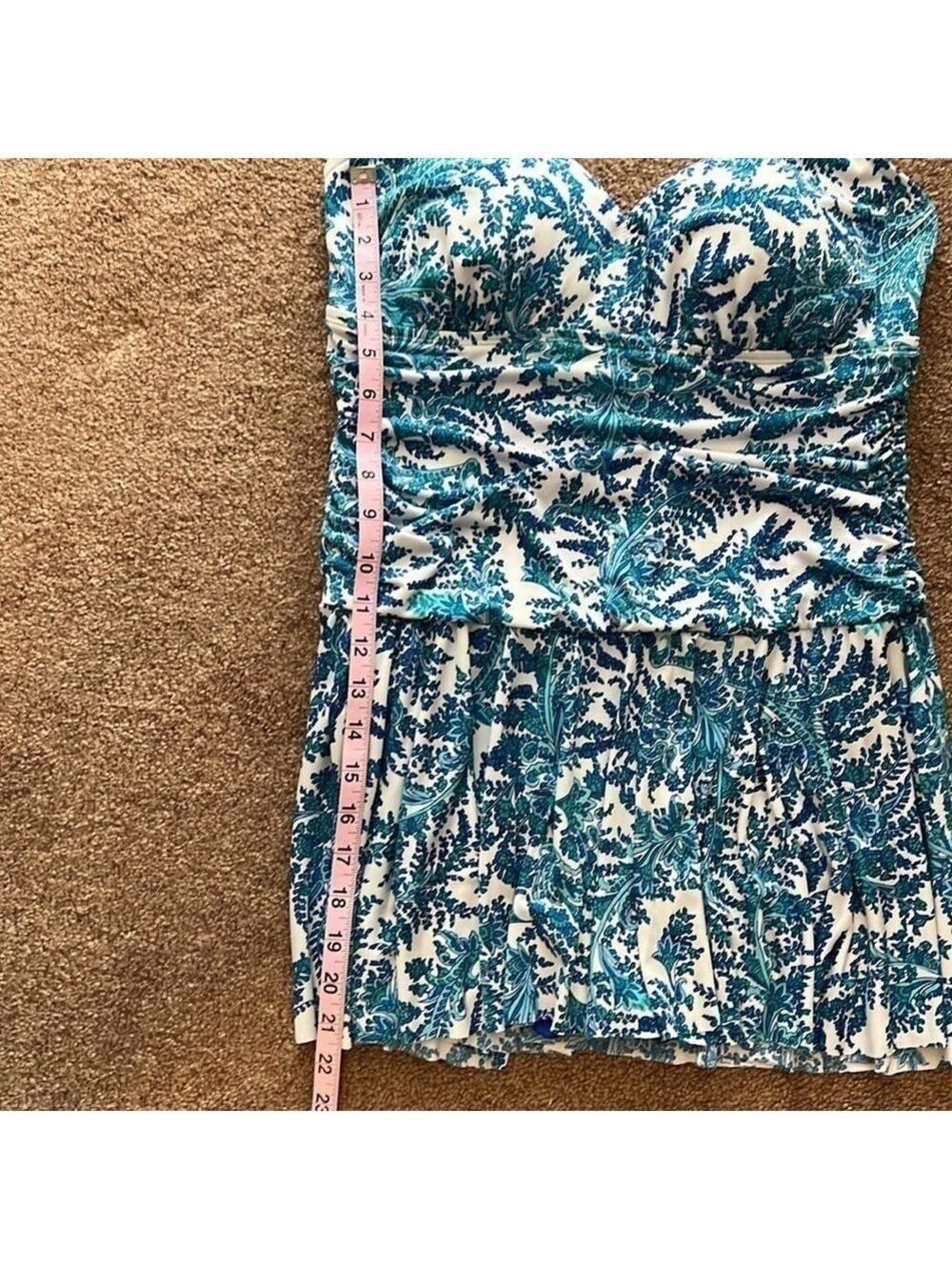 Catalina one piece swimsuit. Blue floral, preowned, Size 1X, 16W. - Picture 13 of 13
